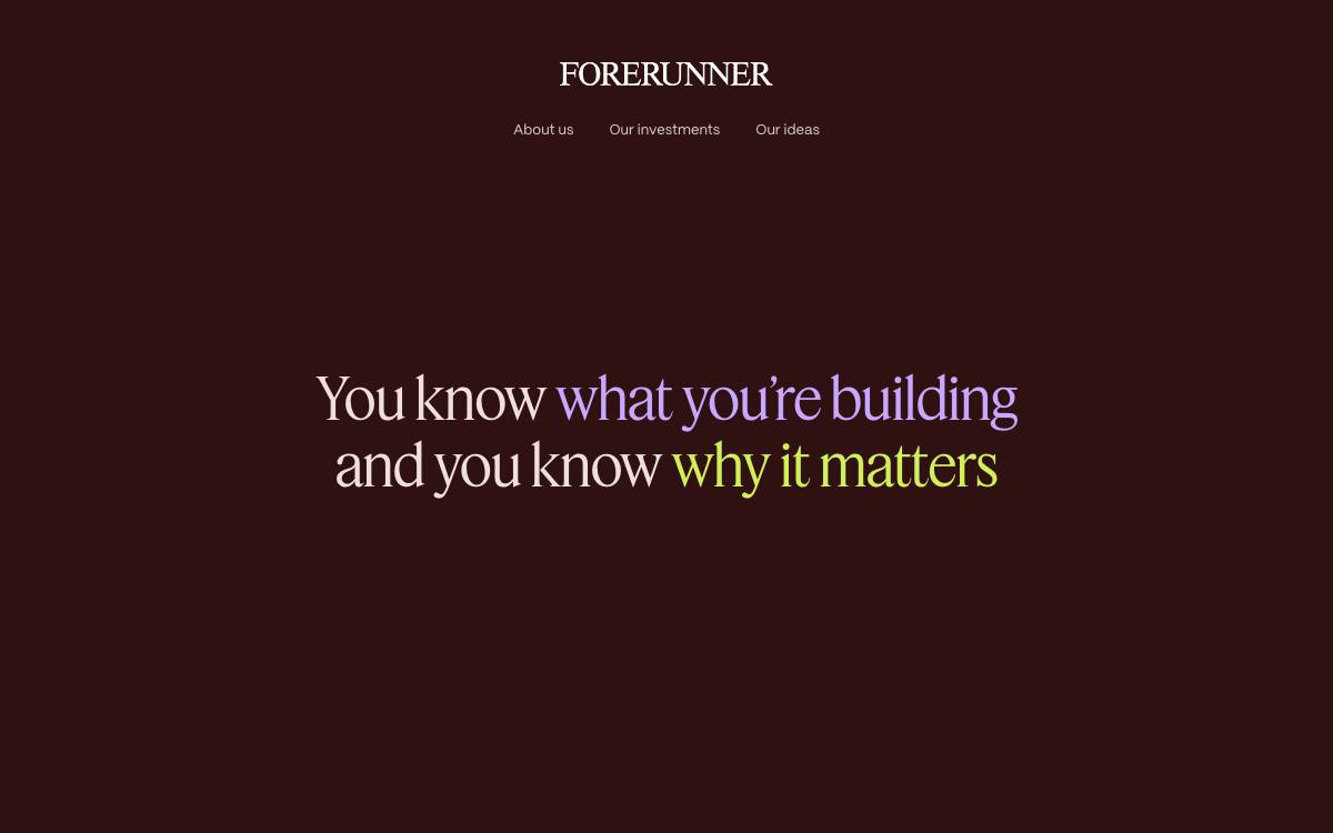 Forerunner Ventures website preview