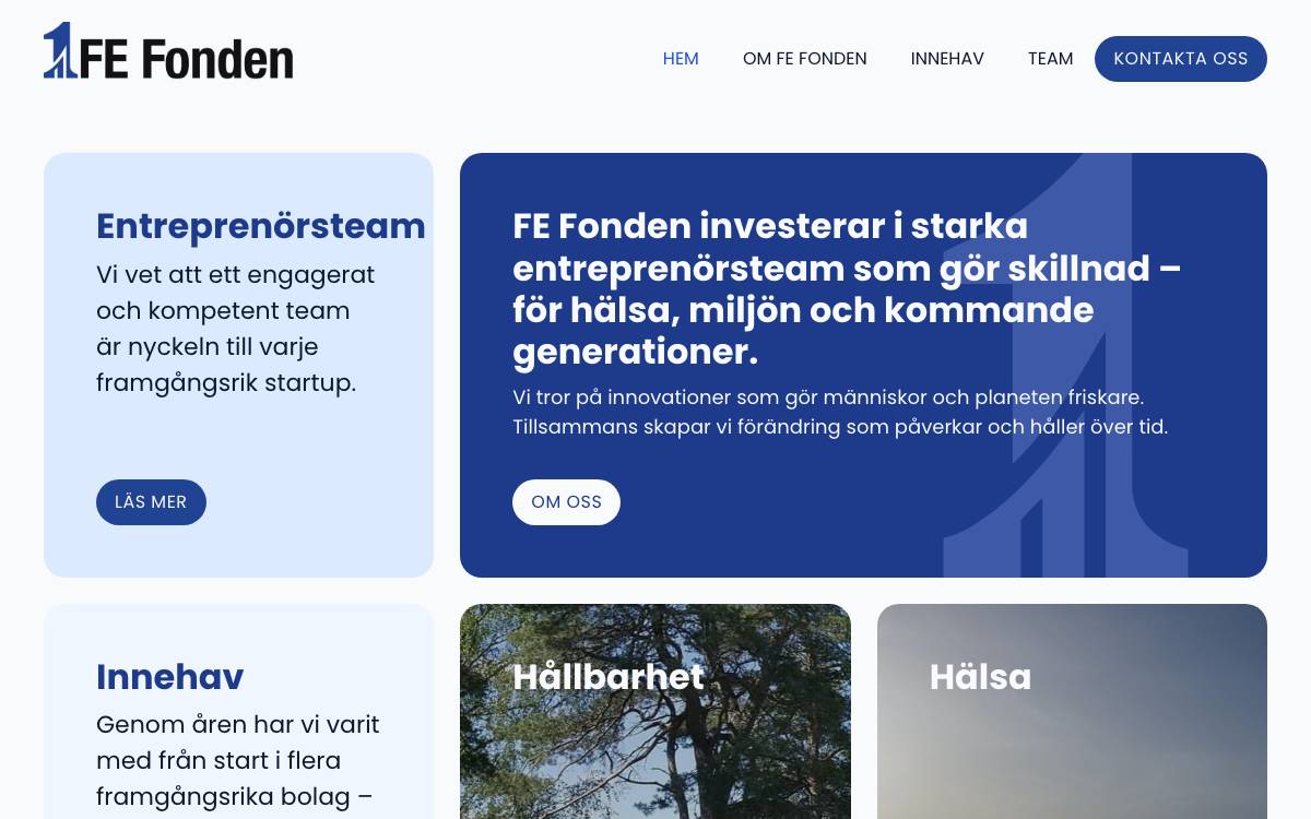Första Entreprenörsfonden AB website preview