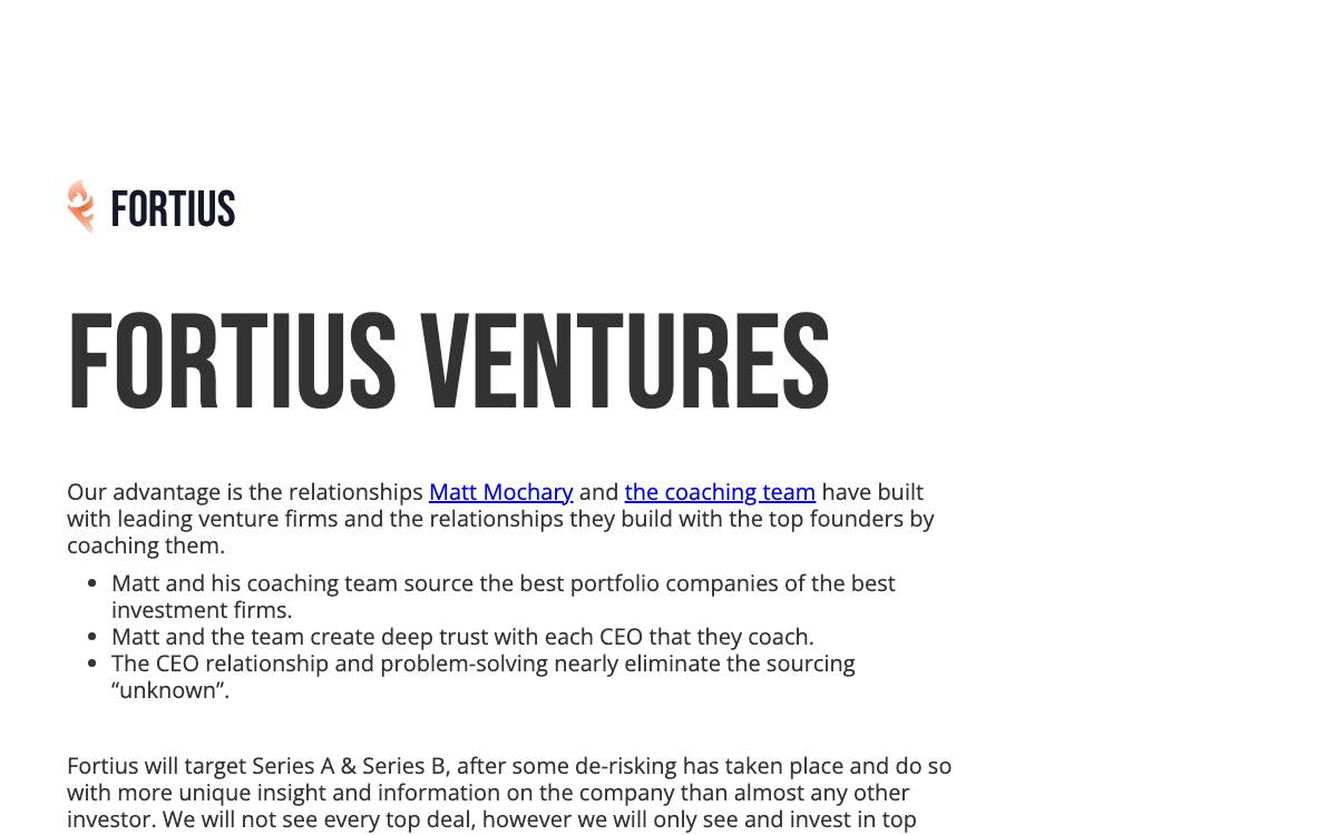 Fortius Ventures website preview