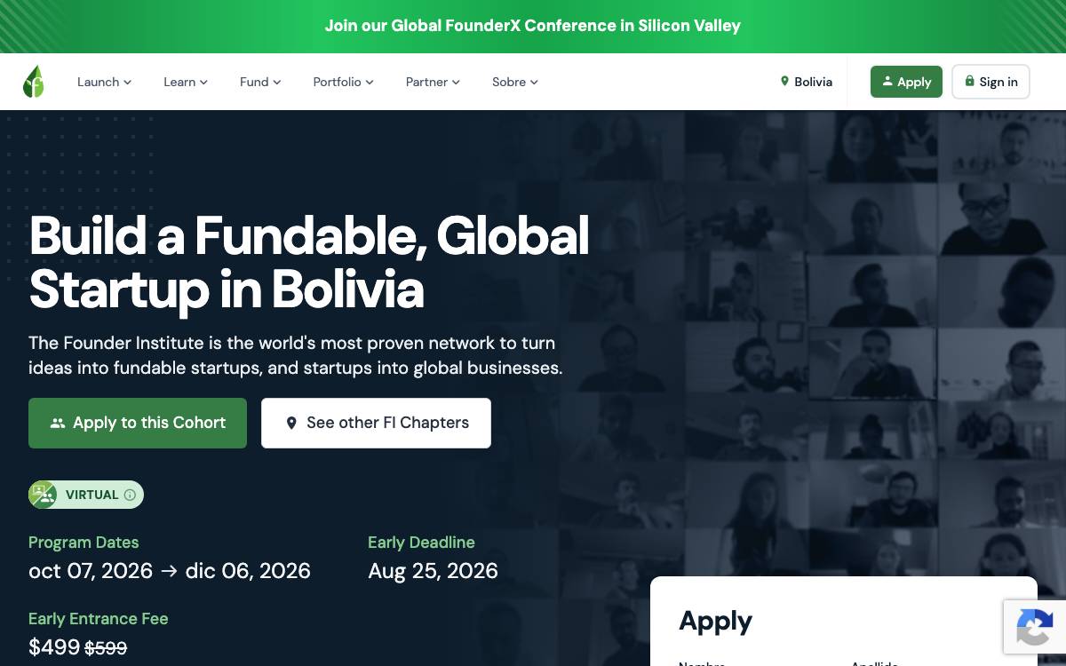 Founder Institute Bolivia website preview