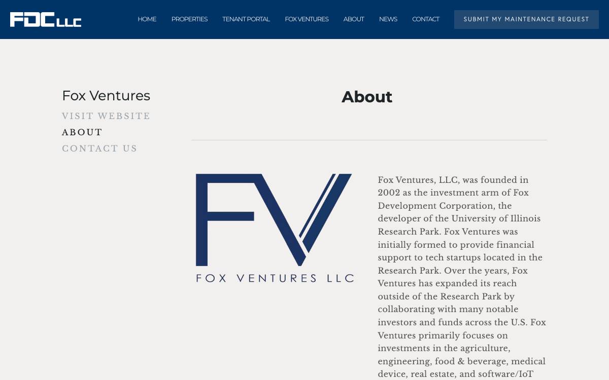 Fox Ventures website preview