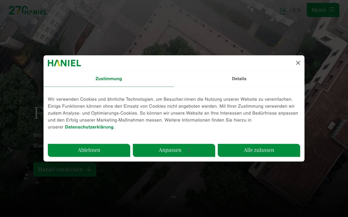 Franz Haniel & Cie. GmbH website preview