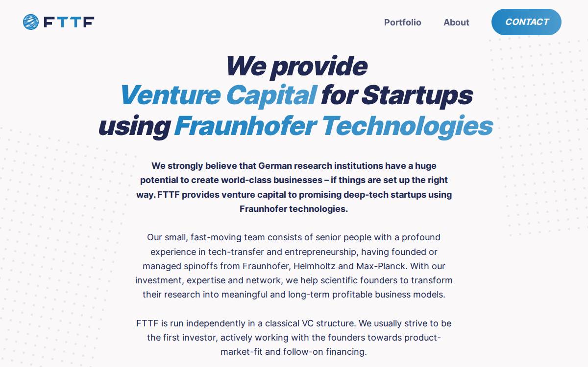 Fraunhofer Tech Transfer Fund website preview