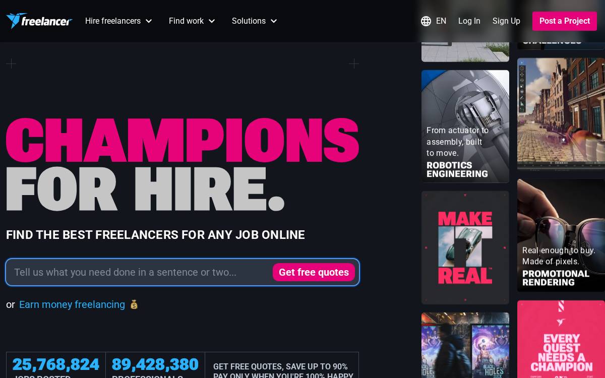 Freelancer.com website preview