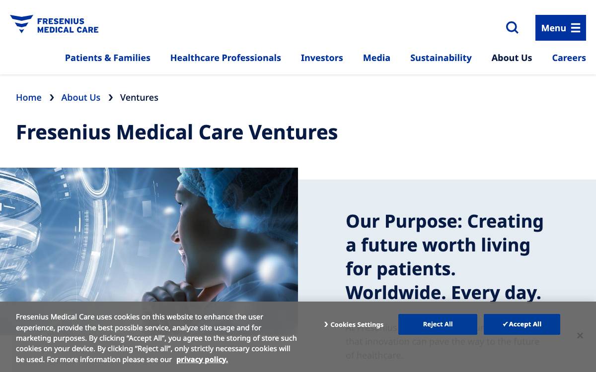 Fresenius Medical Care Ventures website preview