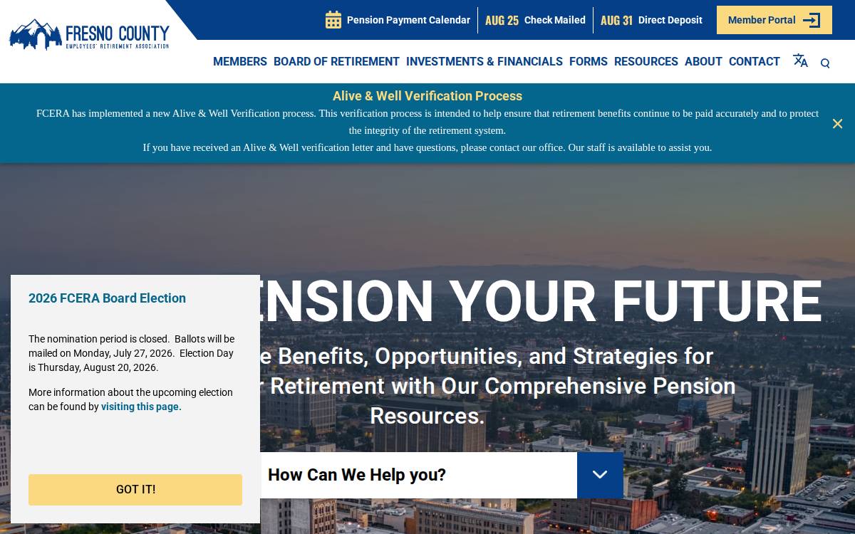 Fresno County Employees' Retirement Association website preview