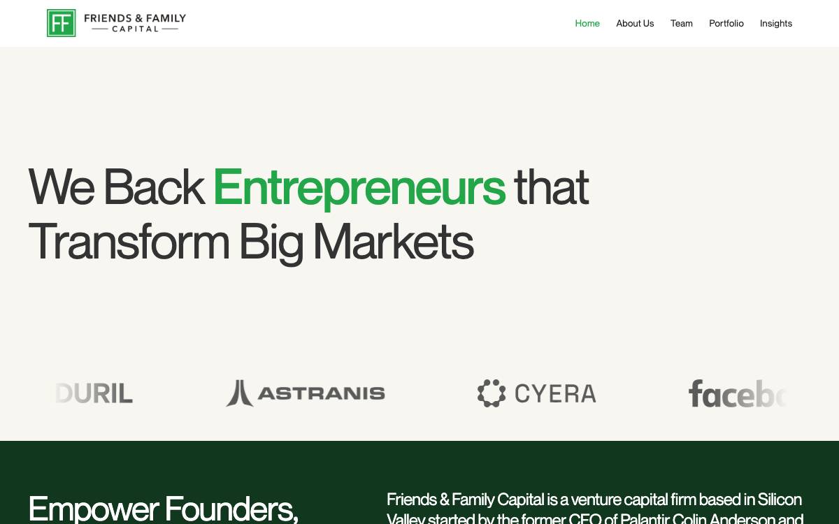 Friends Family Capital website preview