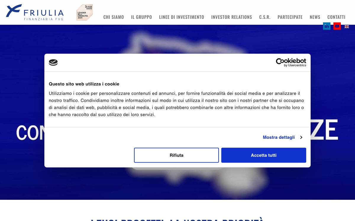 Friulia SpA website preview
