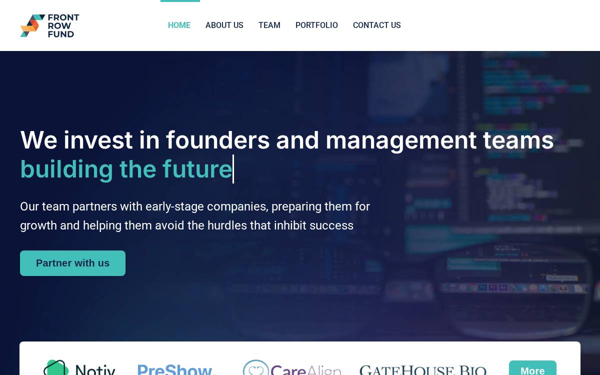 Front Row Fund website preview