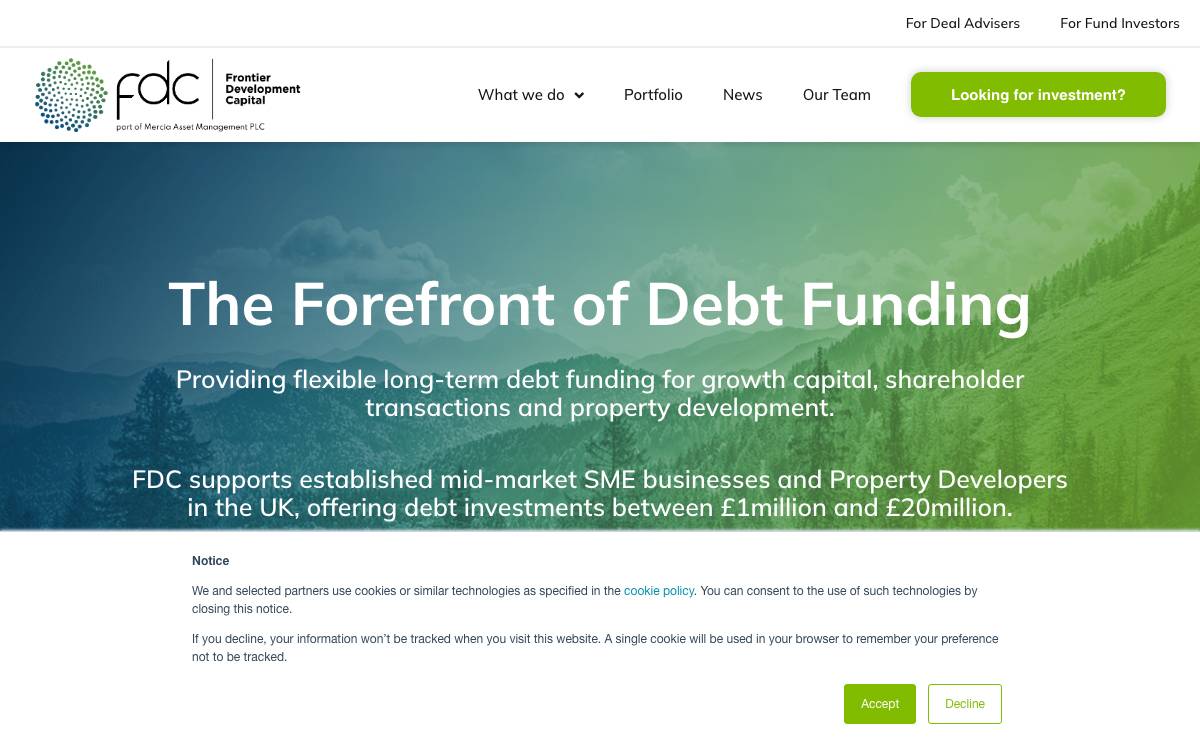 Frontier Development Capital website preview