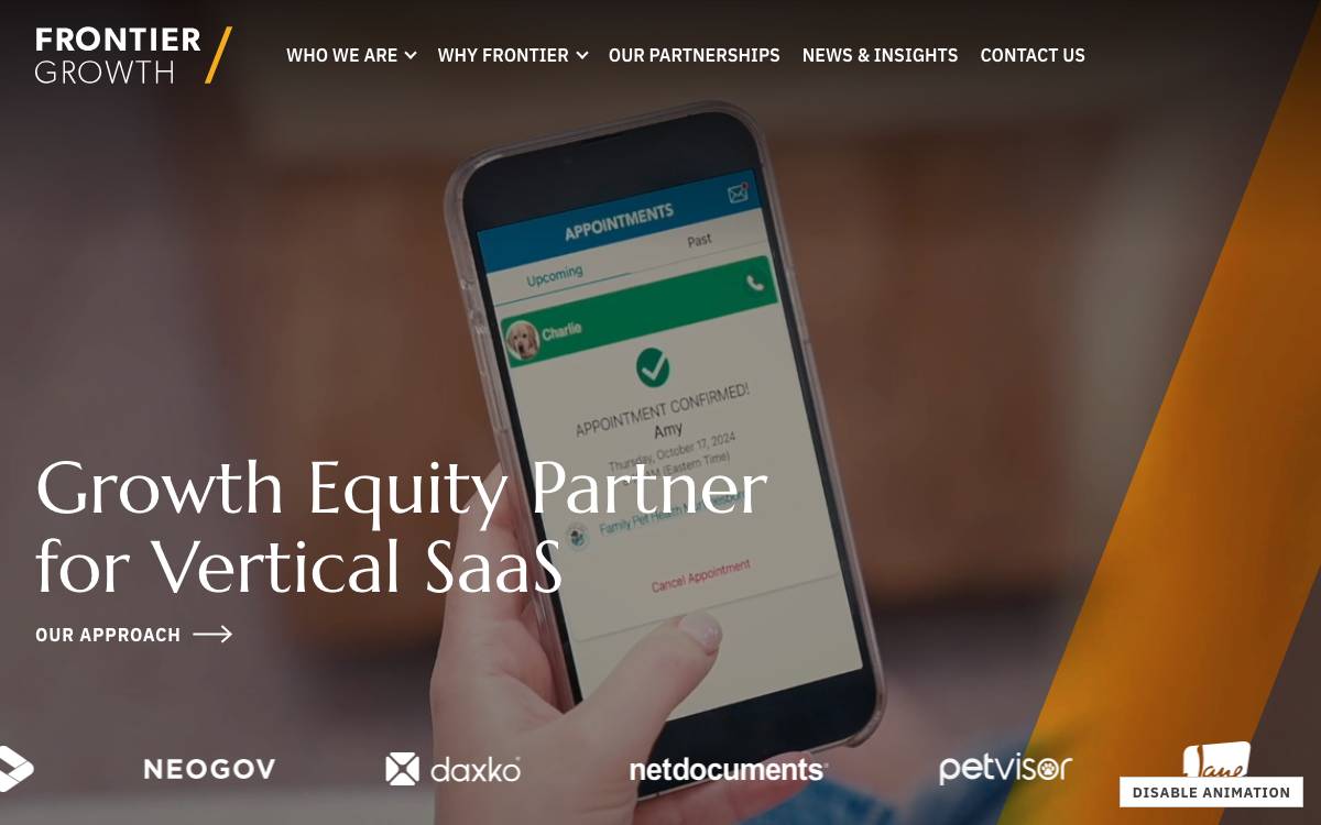 Frontier Growth website preview