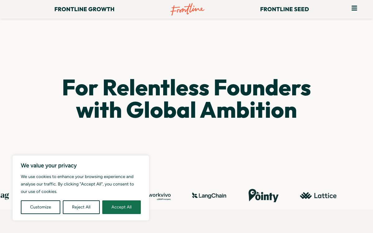 Frontline Ventures website preview