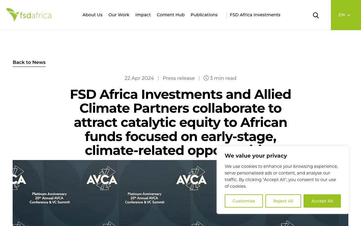 FSD Africa Investments website preview