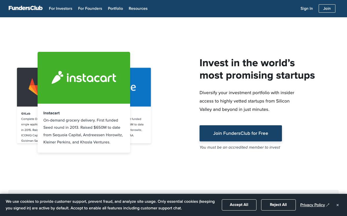 Funders Club Management website preview