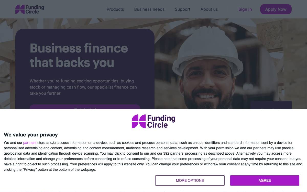 Funding Circle UK website preview