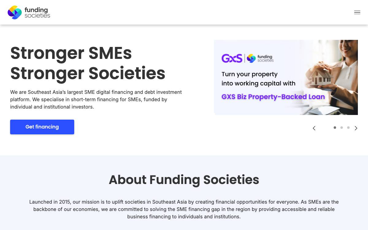 Funding Societies / Modalku website preview