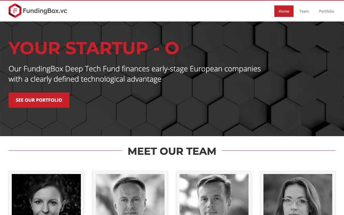 FundingBox Deep Tech Fund website preview