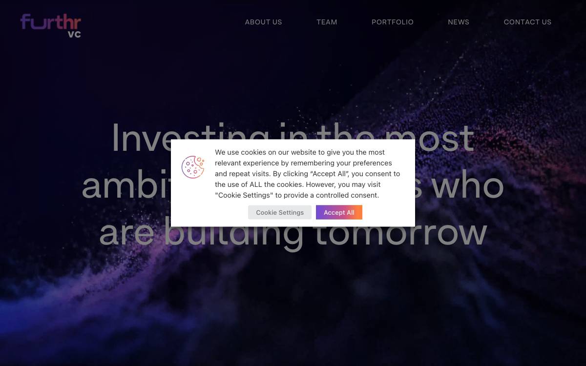 Furthr VC website preview