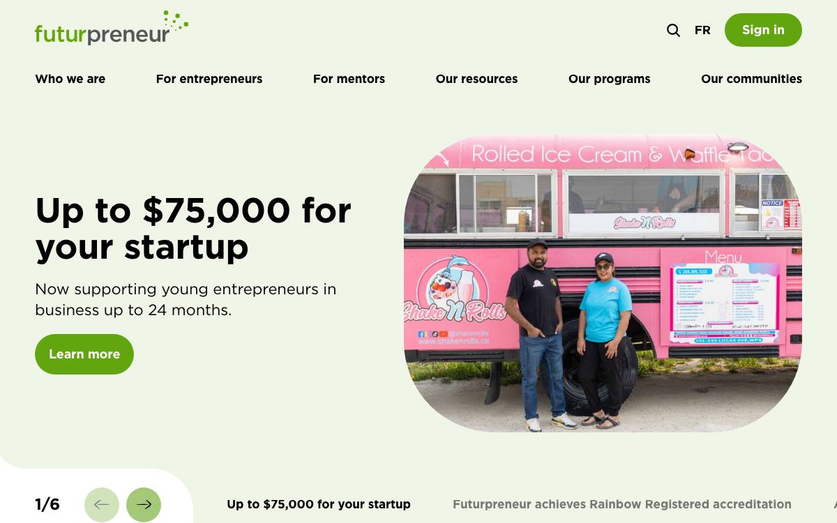 Futurpreneur Canada website preview