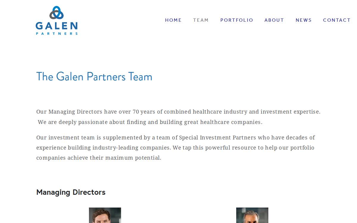 Galen Partners website preview