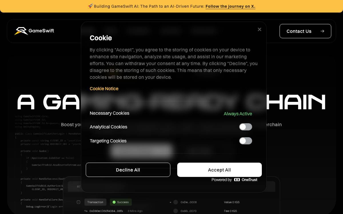 GameSwift website preview