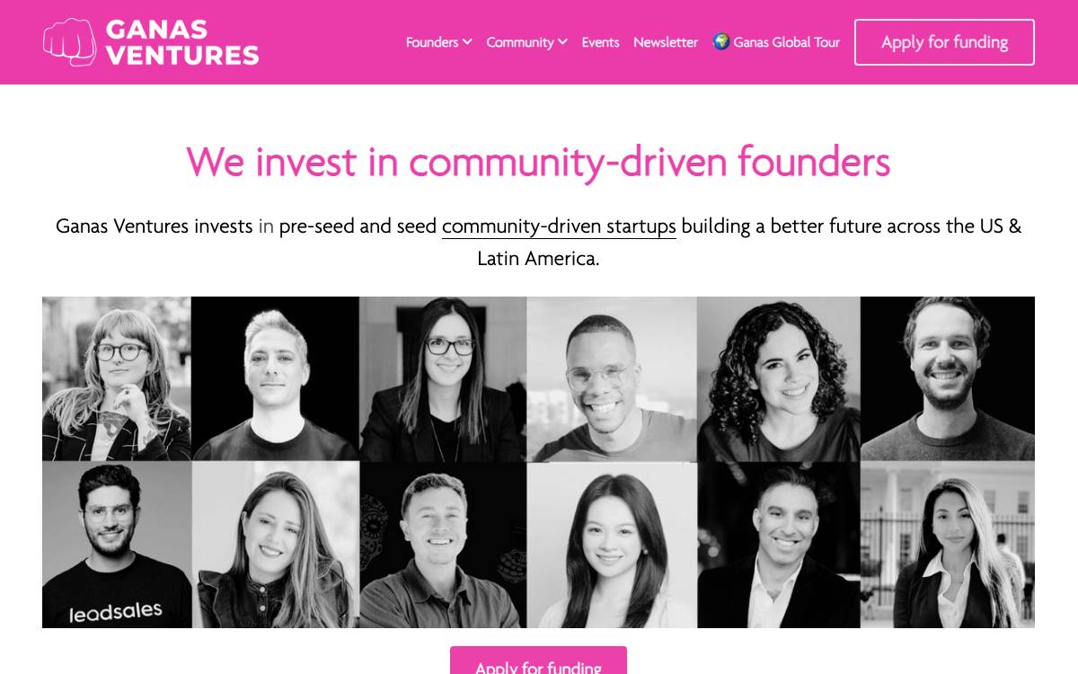 Ganas Ventures website preview