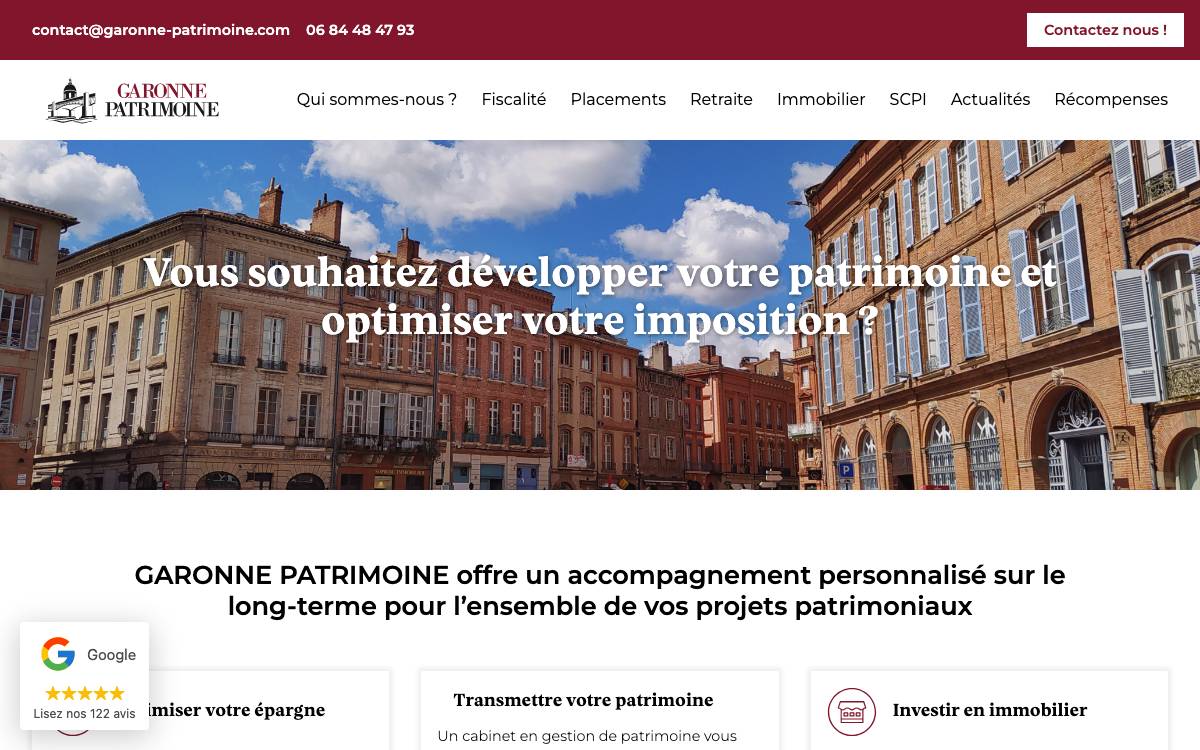 Garonne Patrimoine website preview