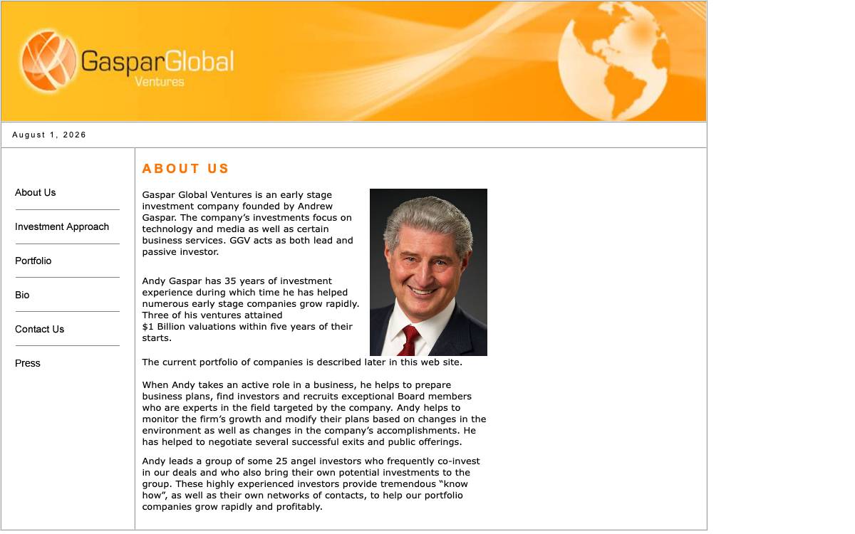 Gaspar Global Ventures website preview