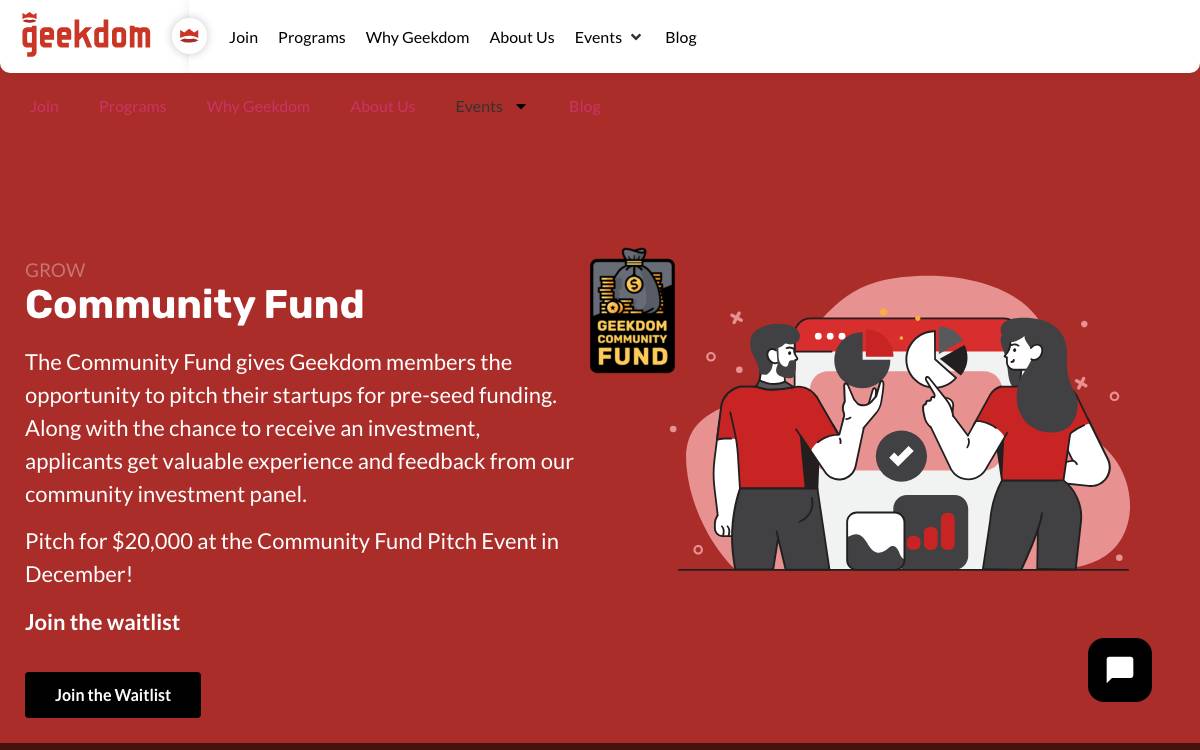 Geekdom Community Fund website preview