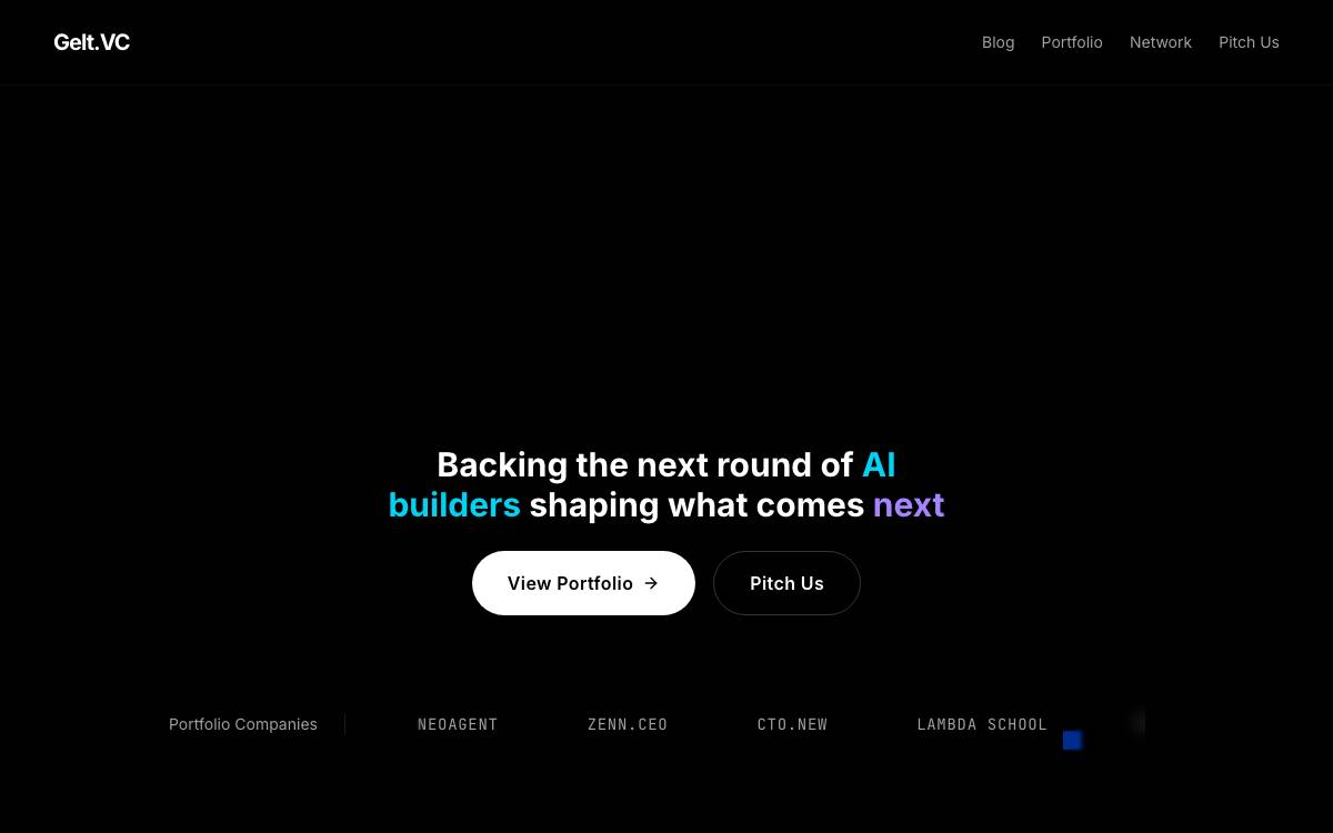 Gelt VC website preview