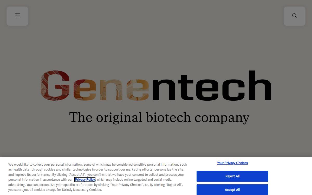 Genentech website preview