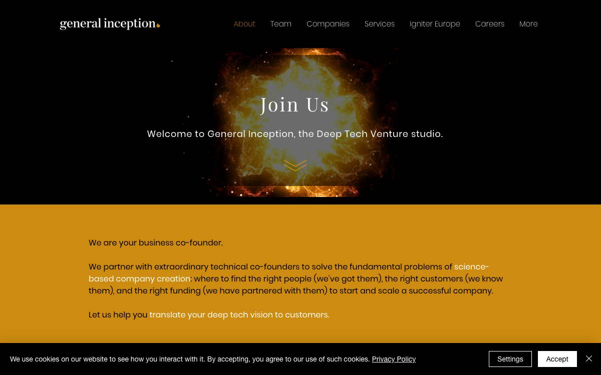 GENERAL INCEPTION website preview