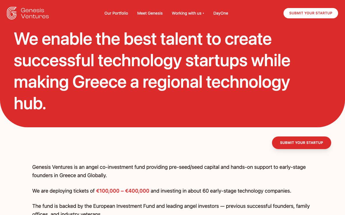 Genesis Ventures website preview