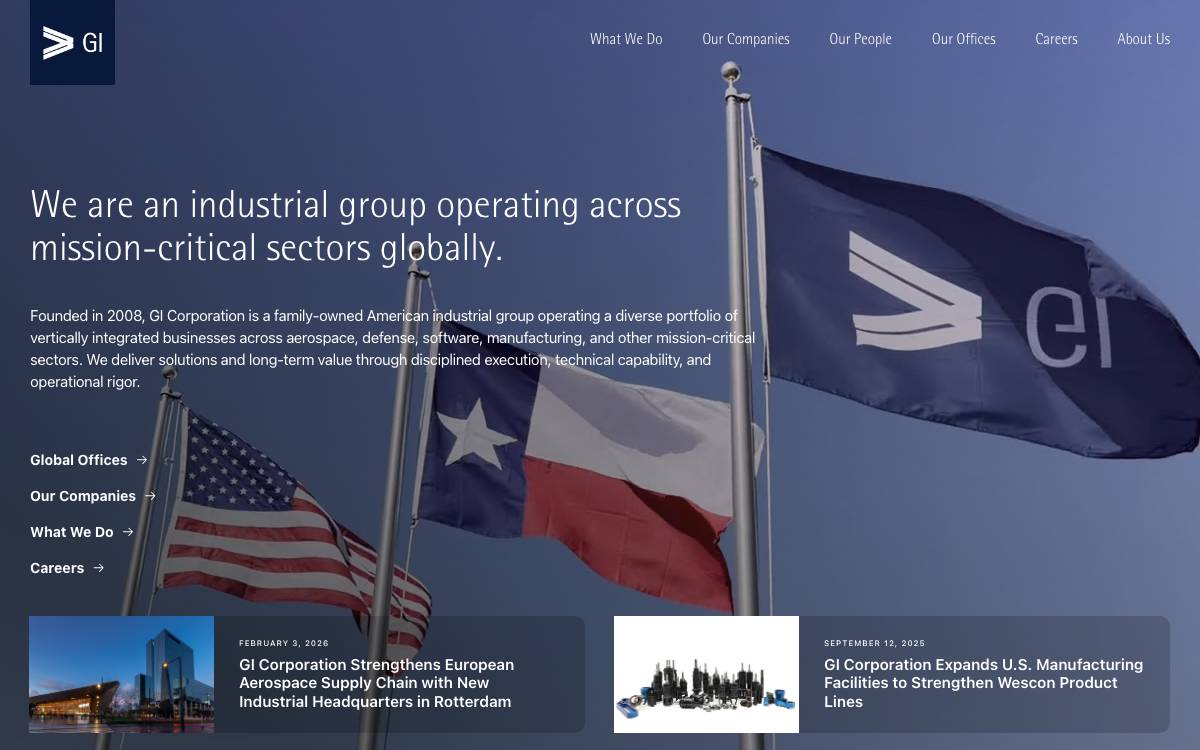 GI Corporation website preview
