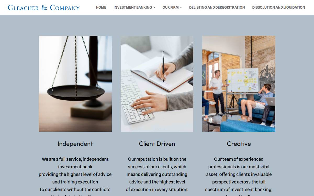Gleacher & Company website preview