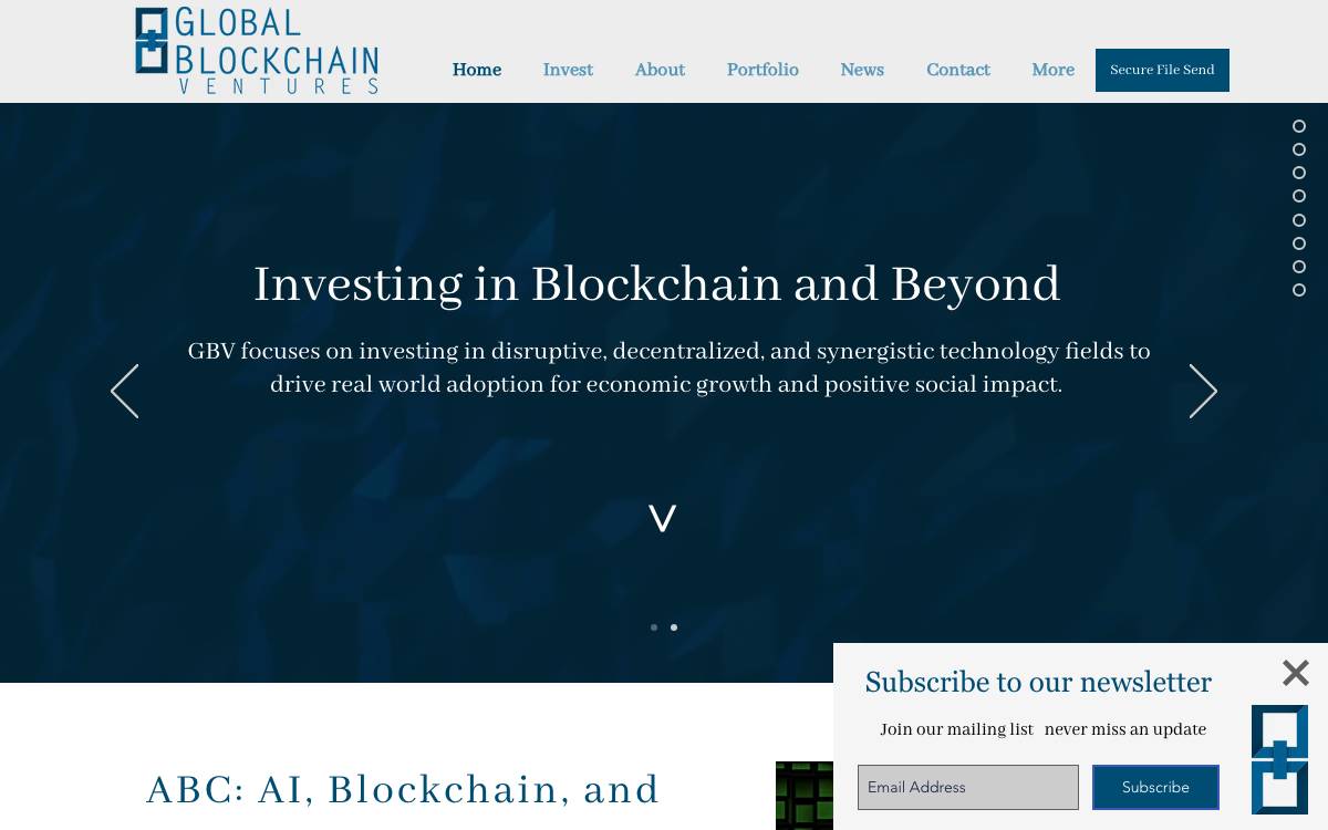 Global Blockchain Ventures website preview