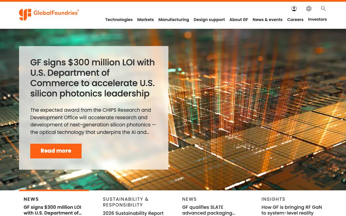 GLOBALFOUNDRIES website preview