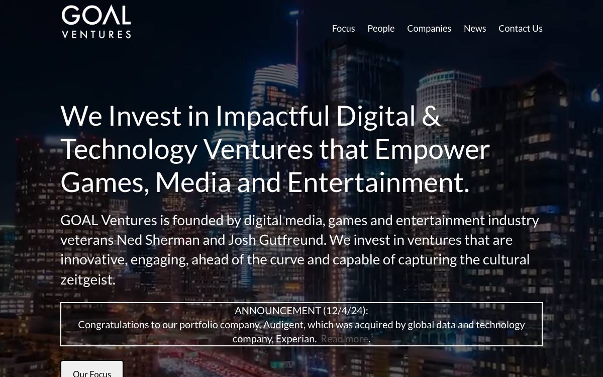 GOAL Ventures website preview