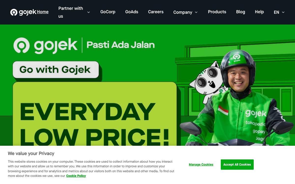 Gojek website preview
