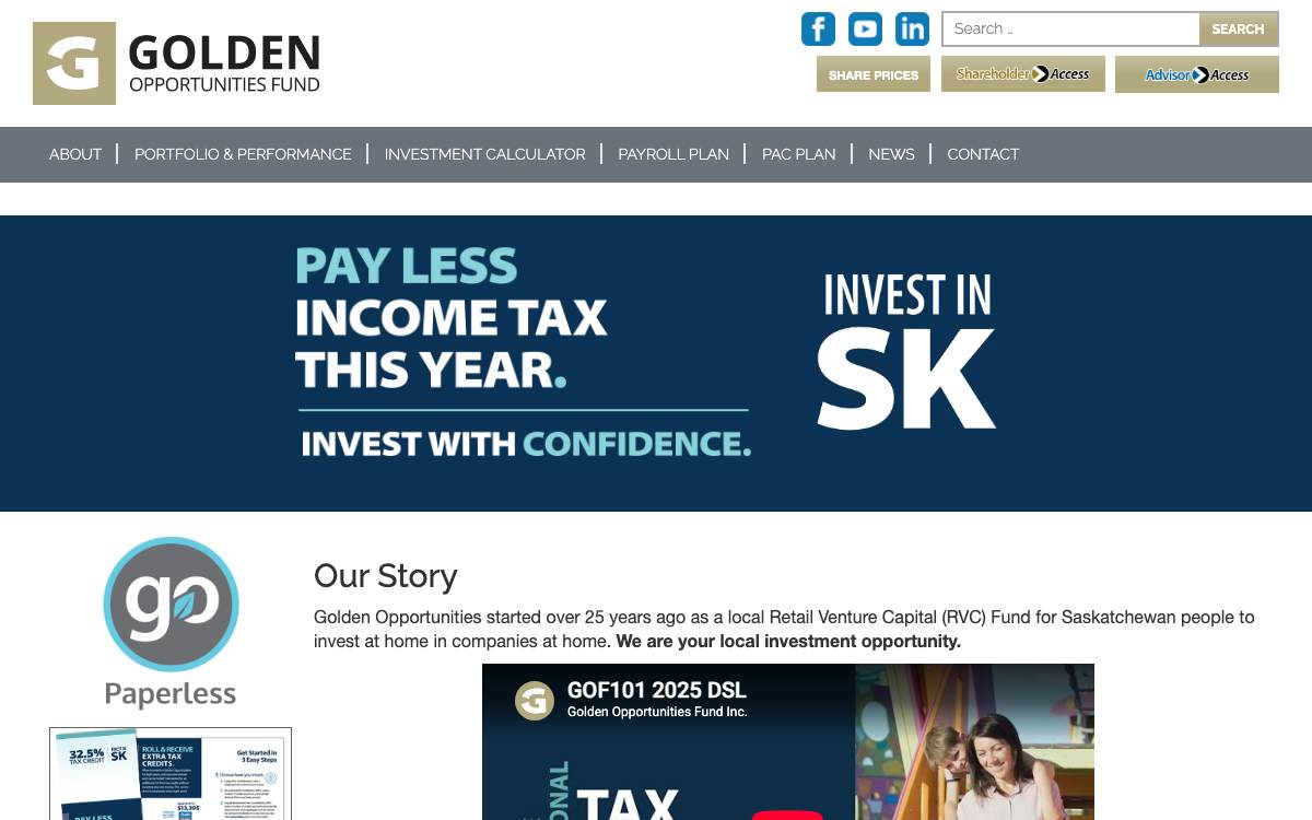 Golden Opportunities Fund website preview