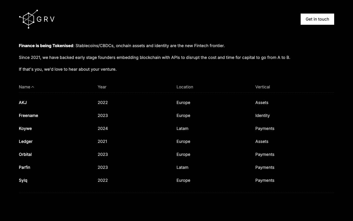 Golden Record Ventures website preview