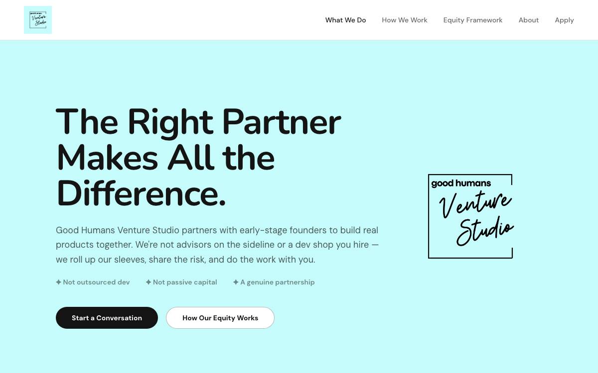 Good Humans Venture Studio website preview