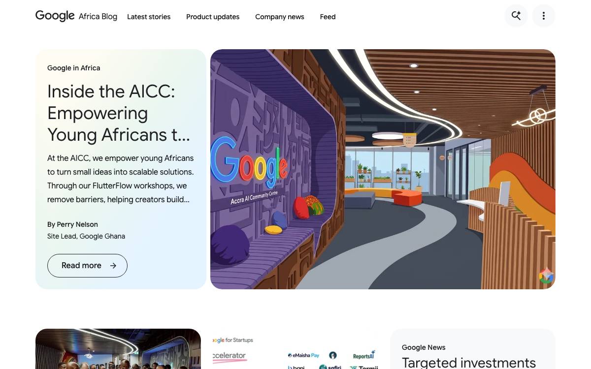 Google Africa Investment Fund website preview