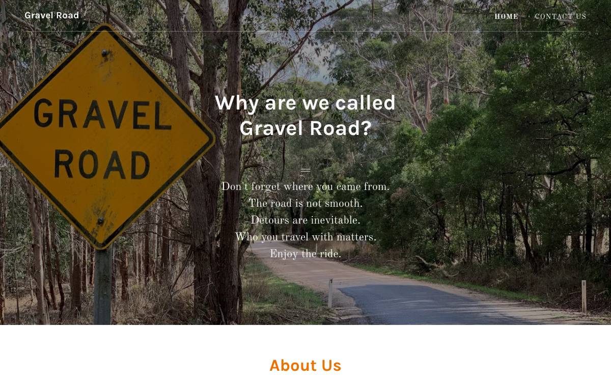 Gravel Road Ventures website preview