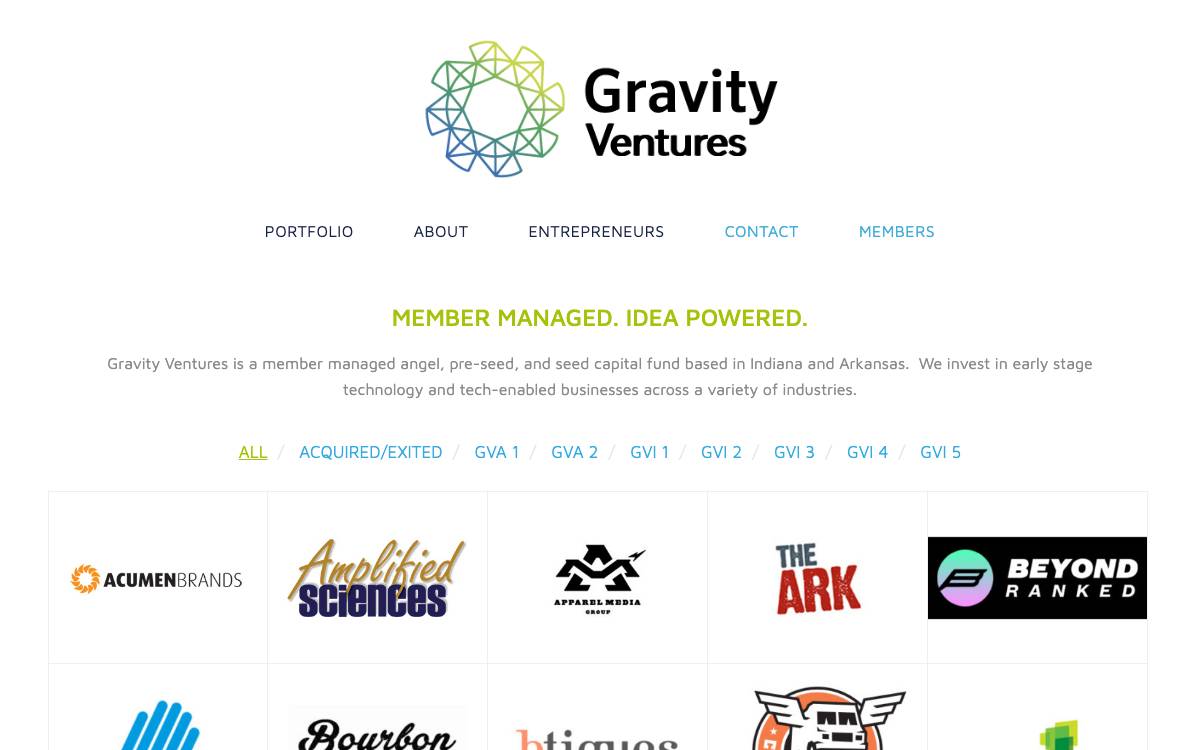 Gravity Ventures website preview