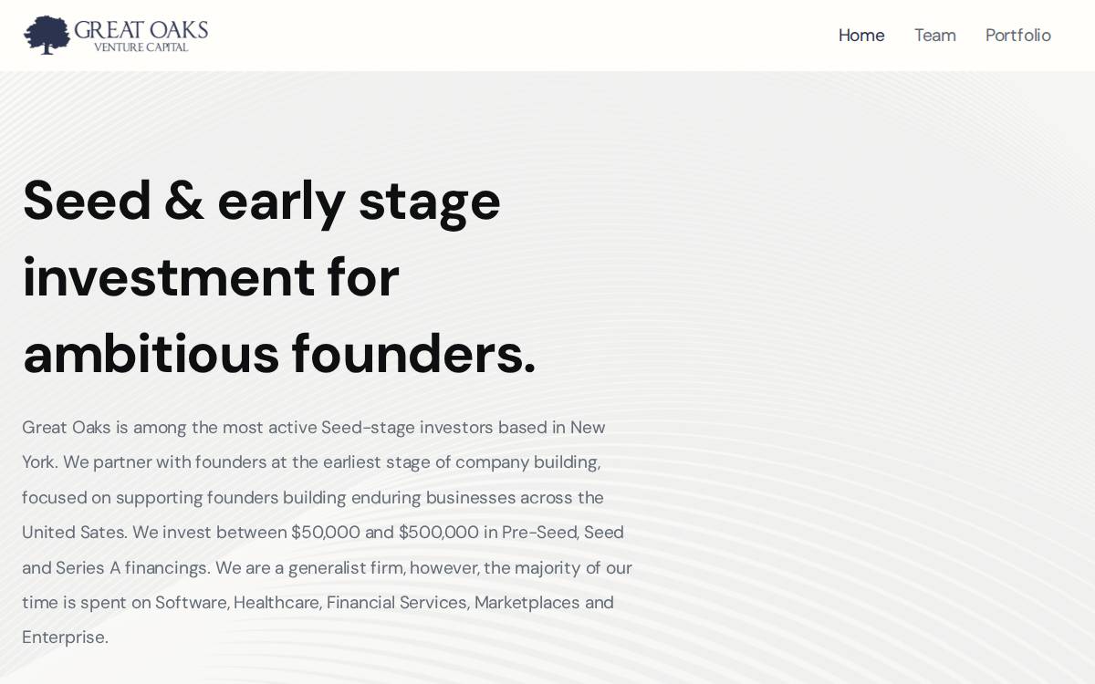 Great Oaks Venture Capital website preview