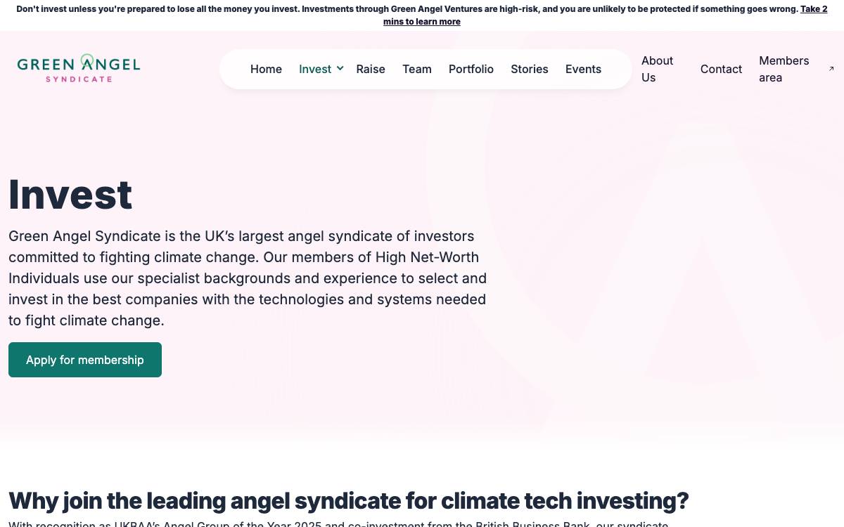 Green Angel Ventures website preview