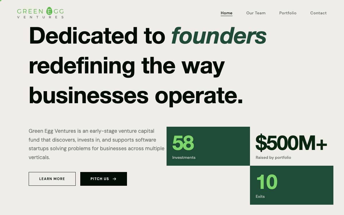 Green Egg Ventures website preview