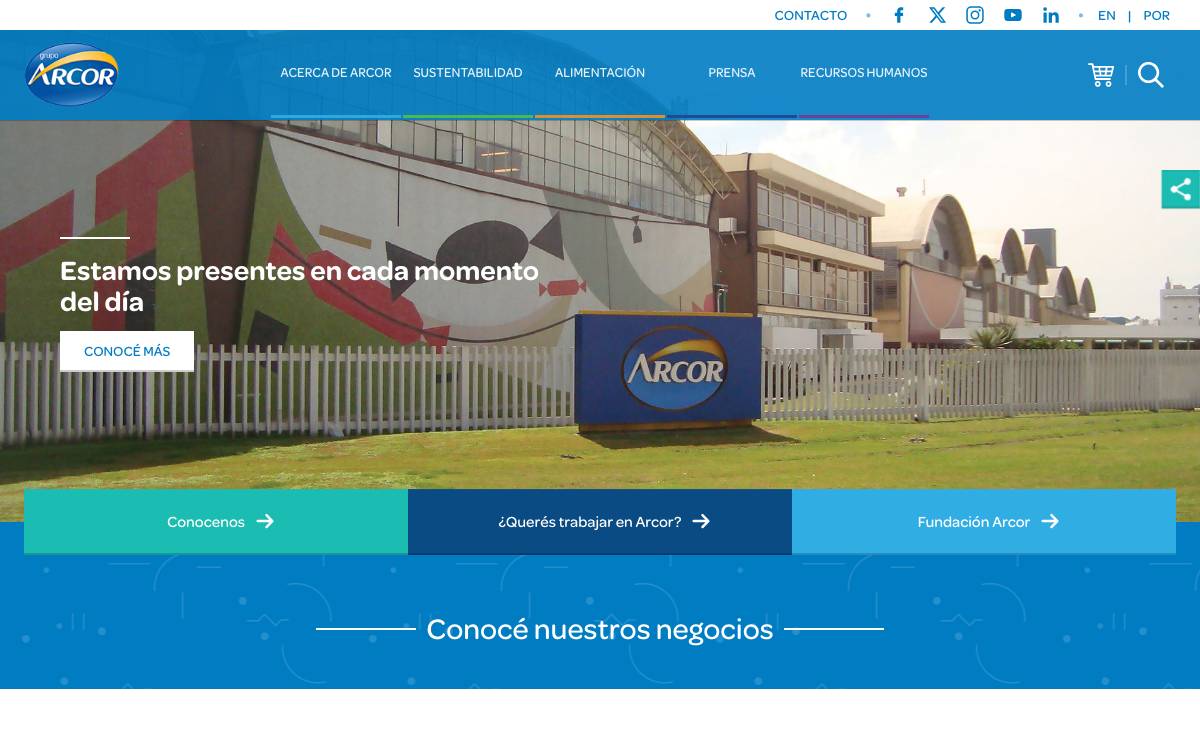 Grupo Arcor website preview