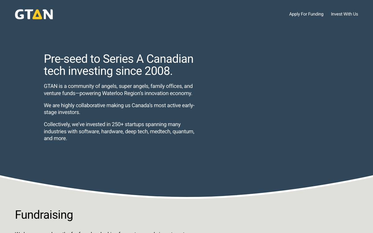 GTAN | Angel to Series A Investments website preview